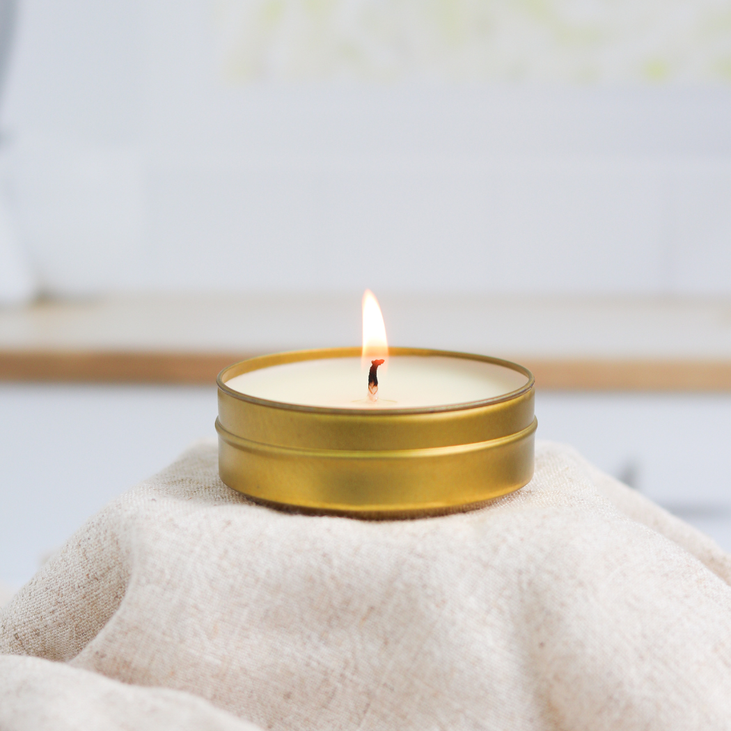 Linen + Sea Salt - 1.5 oz. Gold Tin Soy Candle