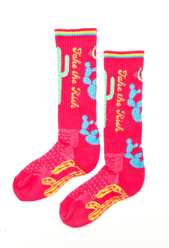 Lucky Chuck Take the Risk Hot Pink Performance Socks