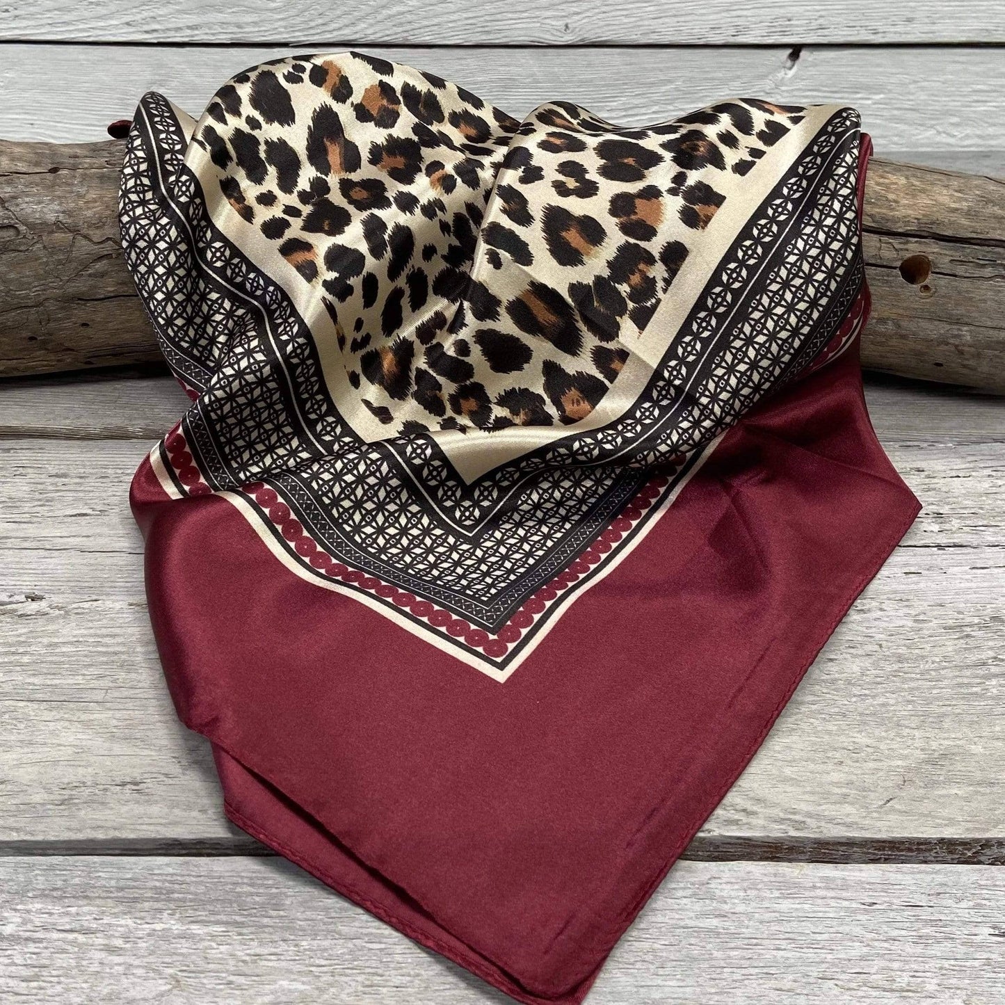 Wine Leopard Print Wild Rag Scarf