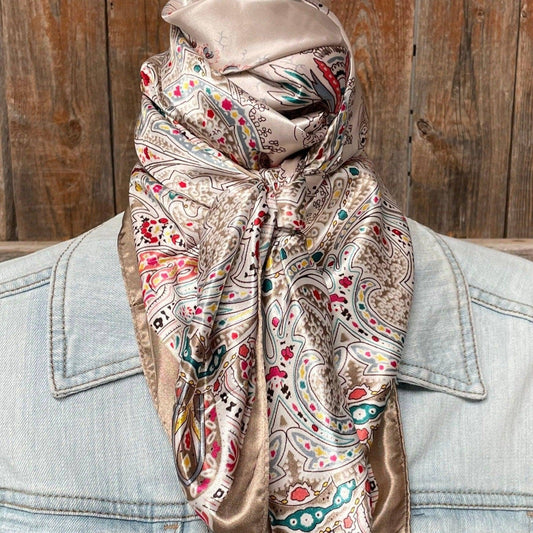 Tan Floral Wild Rag Scarf