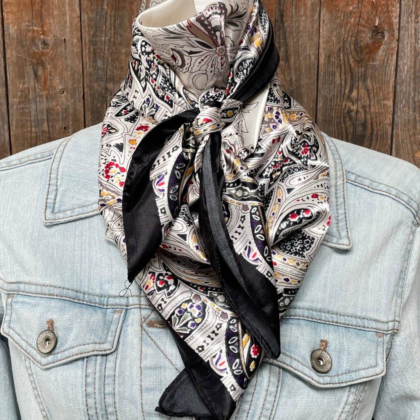 Black Floral Wild Rag Scarf