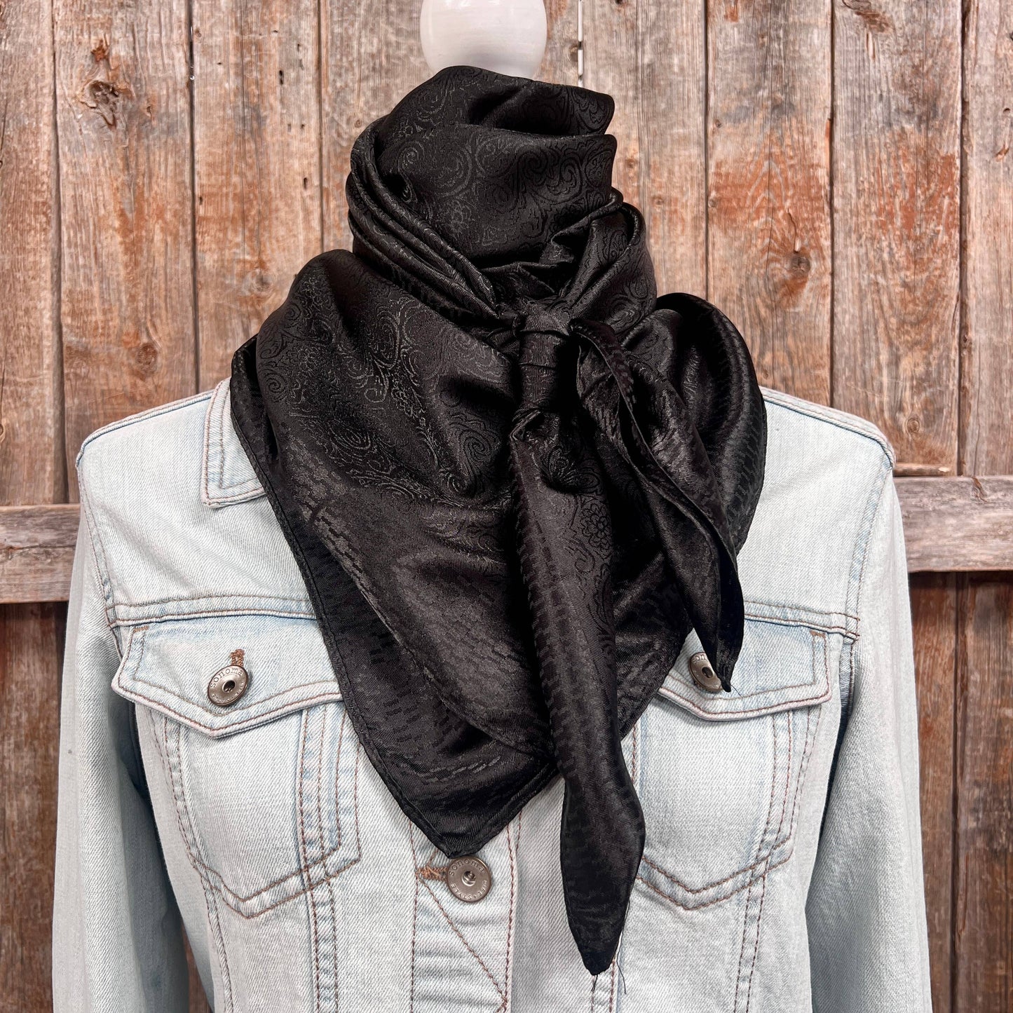 Black Jacquard Wild Rag Scarf