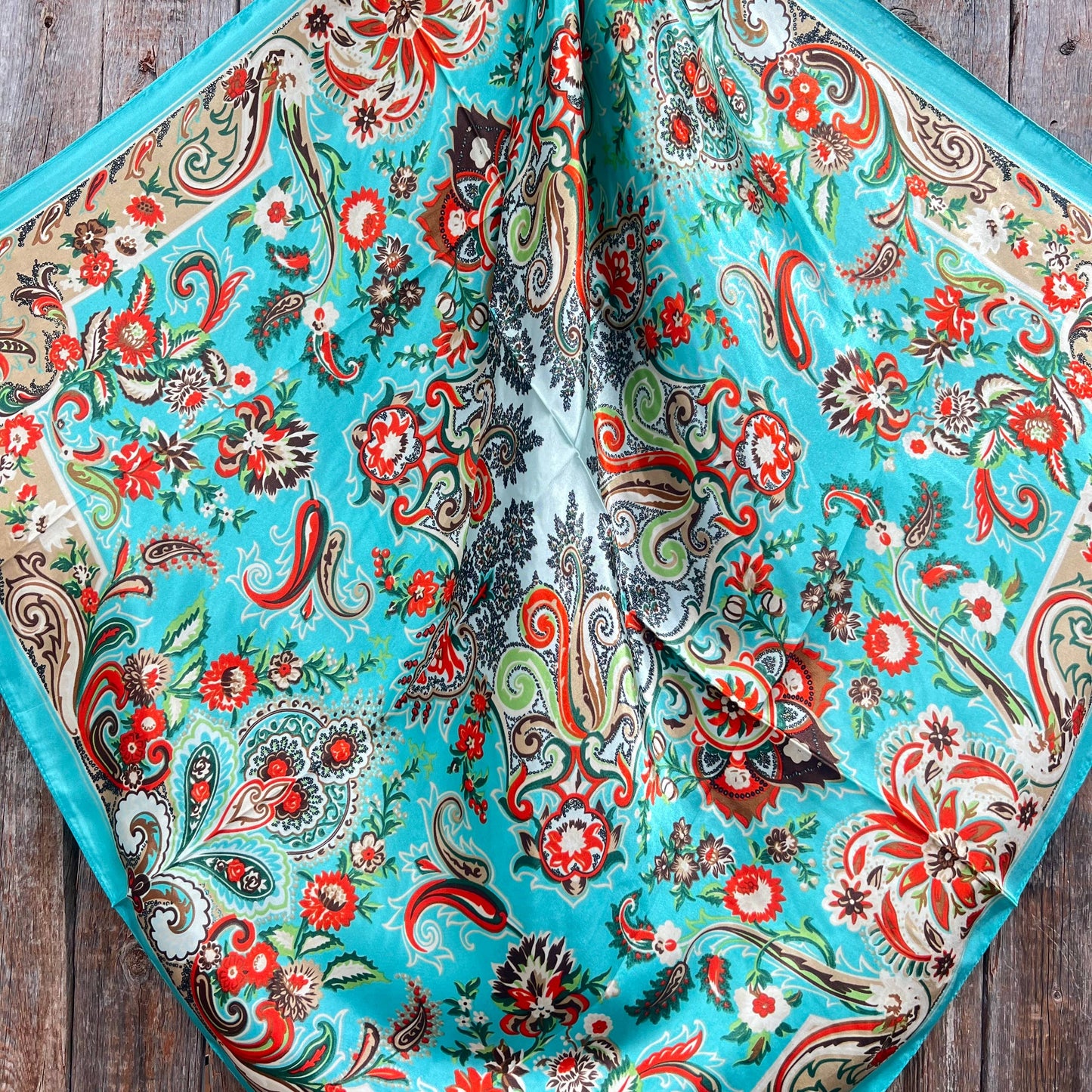 Turquoise That's So 70's Paisley Wild Rag Scarf