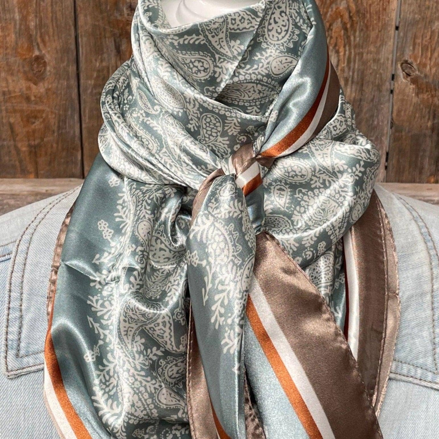 Seafoam & Cream Paisley Wild Rag Scarf