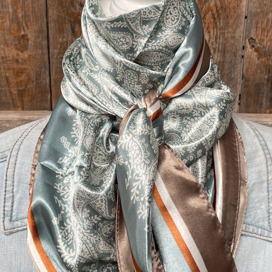 Seafoam & Cream Paisley Wild Rag Scarf