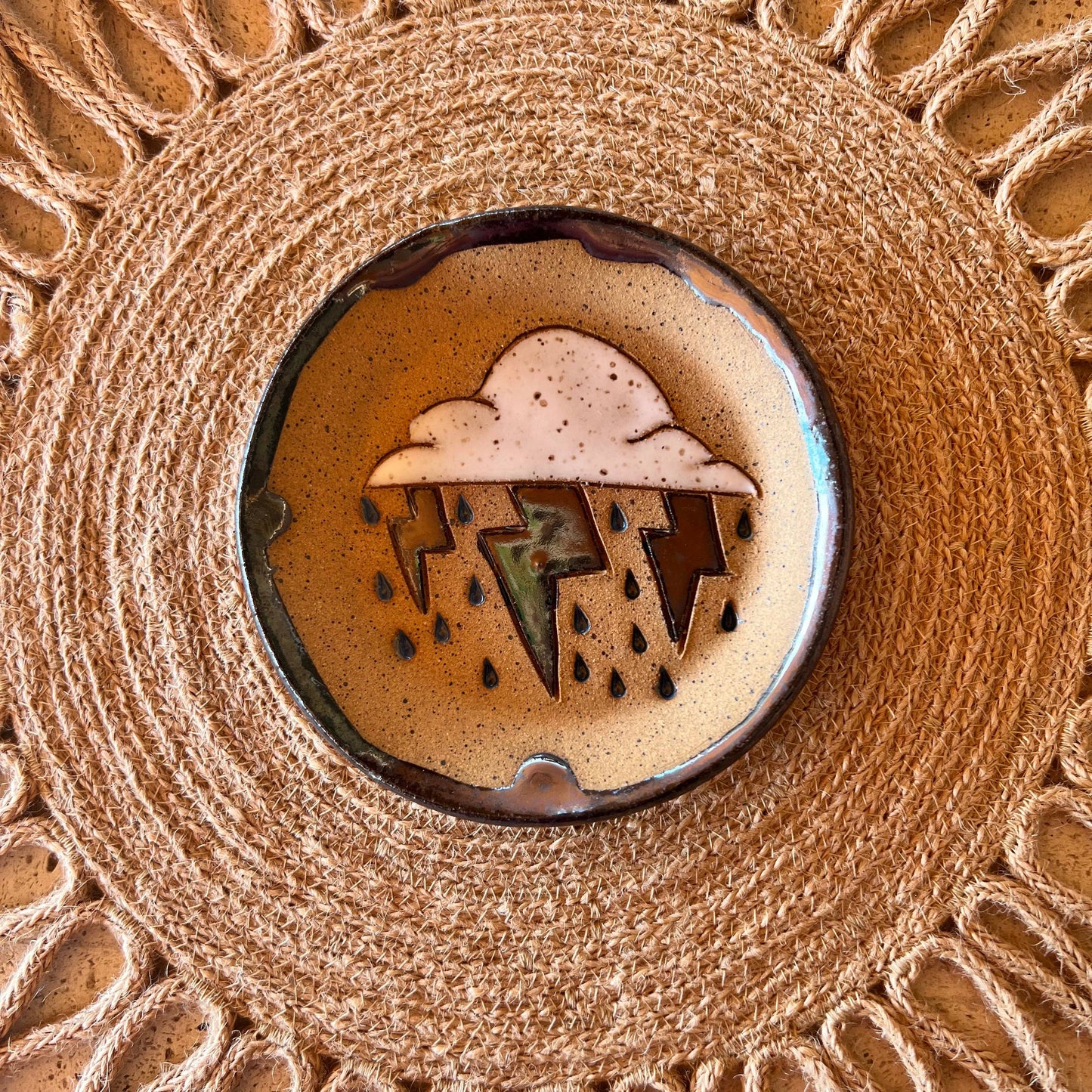 Ceramic Monsoon Trinket Dish, Buff