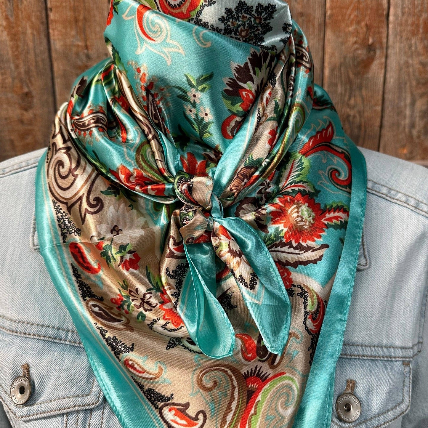 Turquoise That's So 70's Paisley Wild Rag Scarf