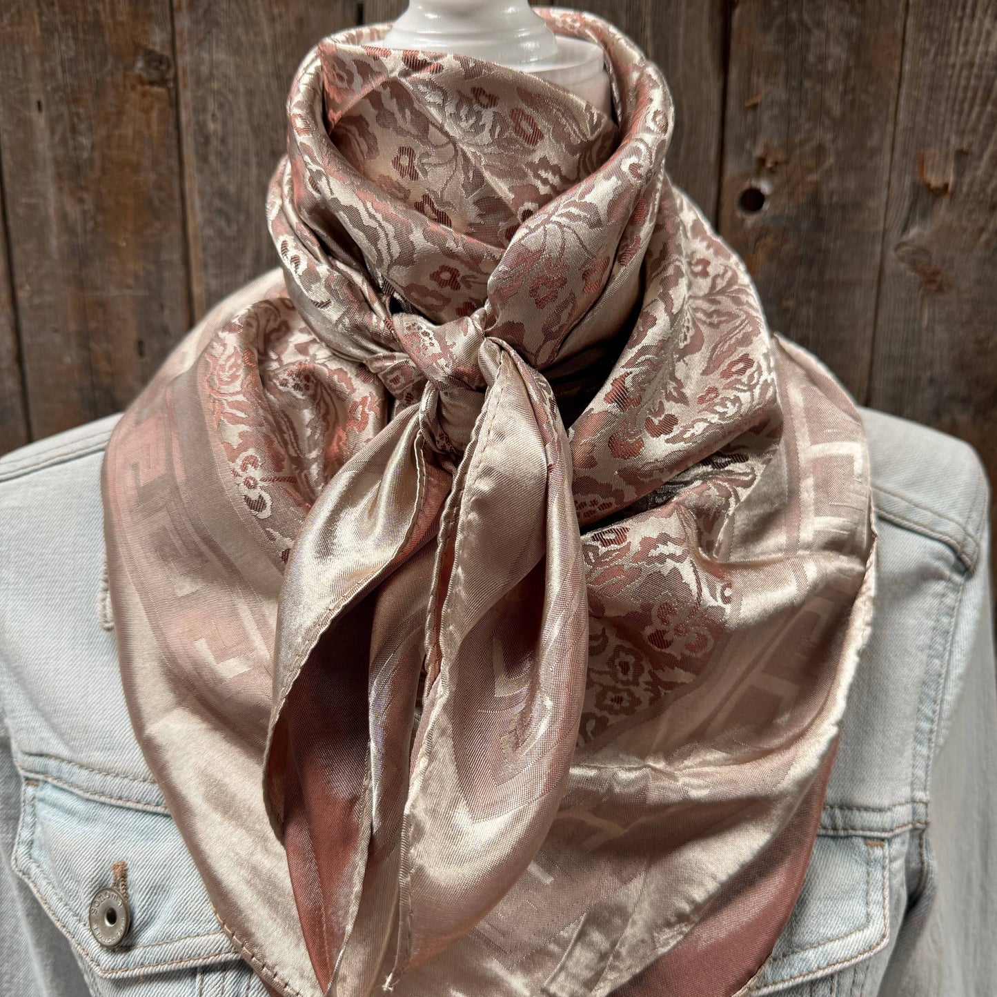 Tan Jacquard Wild Rag Scarf