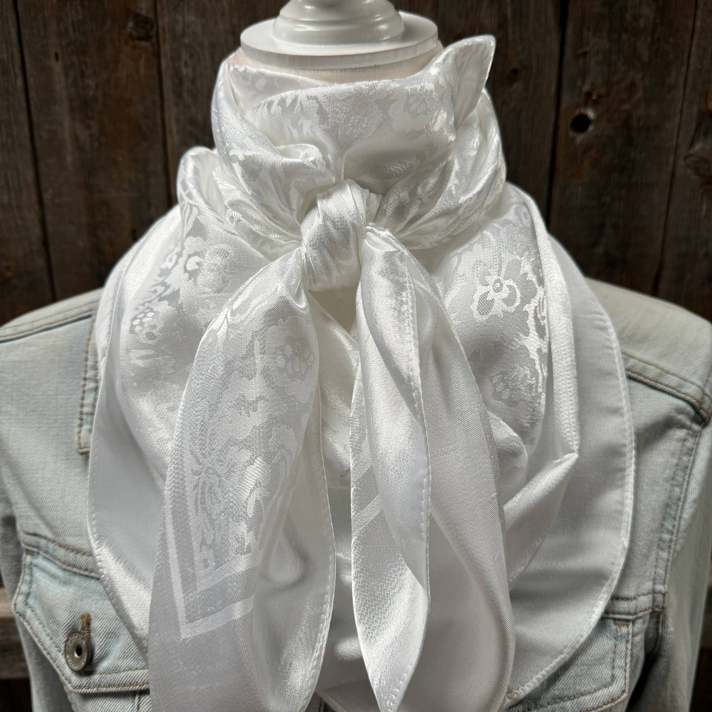 White Jacquard Wild Rag Scarf