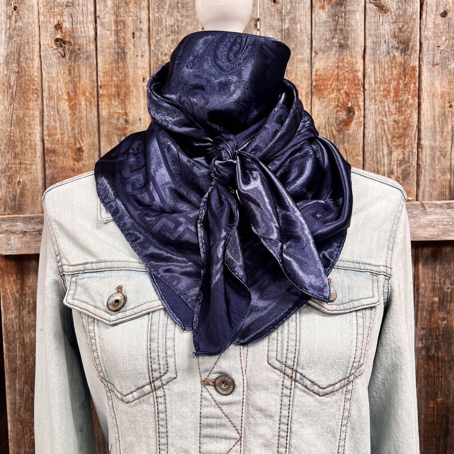 Navy Jacquard Wild Rag Scarf