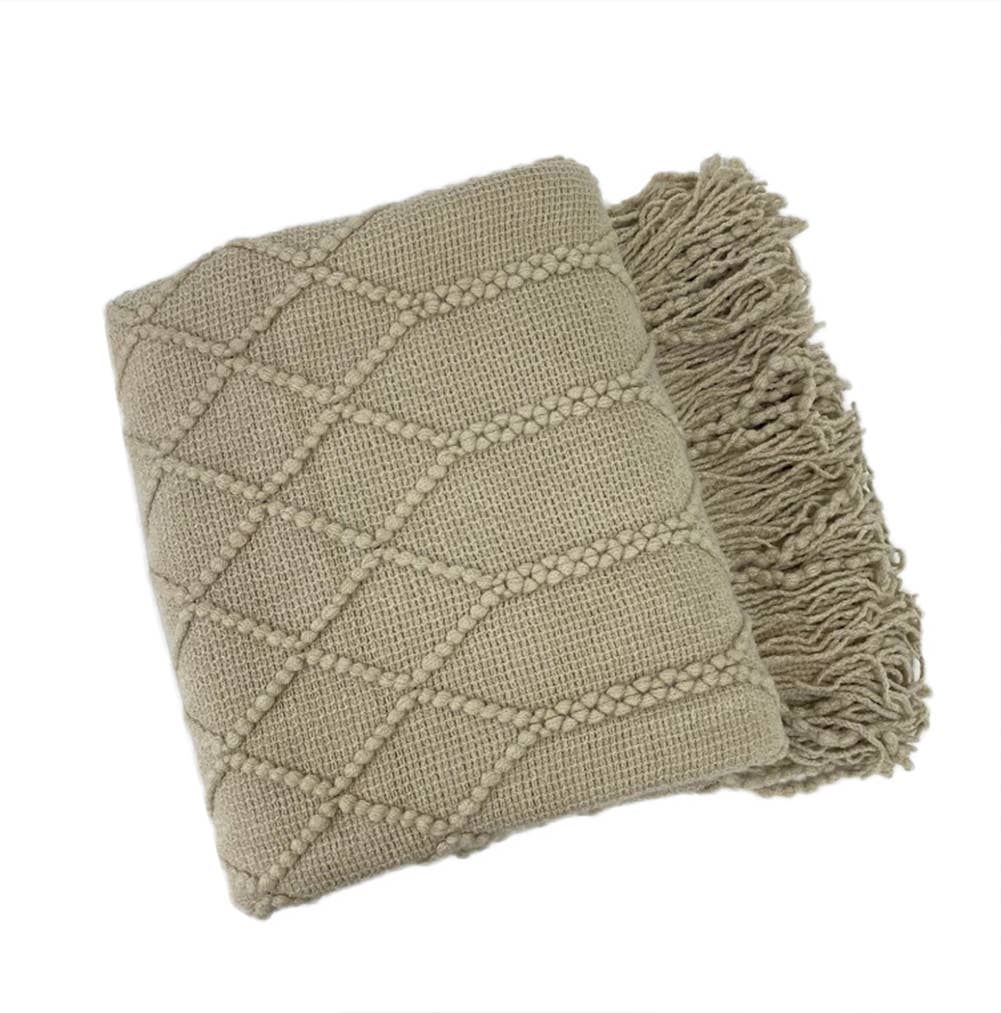 Rhombus Diamond Knit 50x60 Inch, Khaki