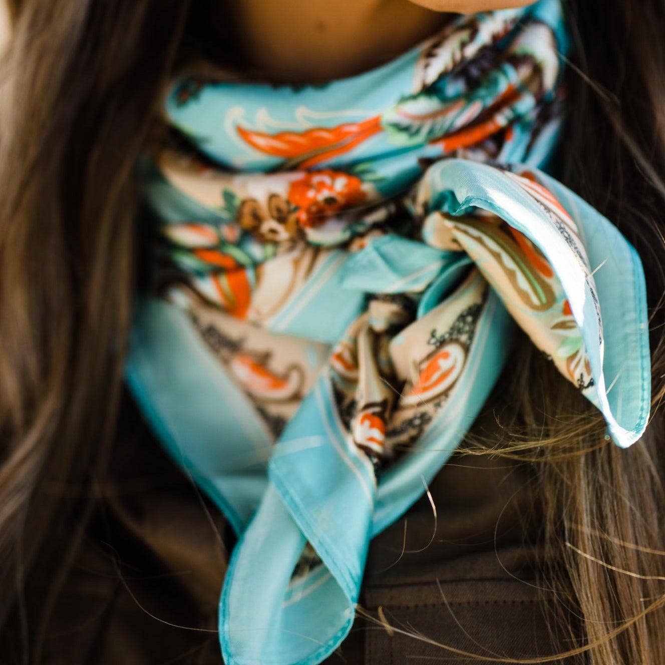 Turquoise That's So 70's Paisley Wild Rag Scarf