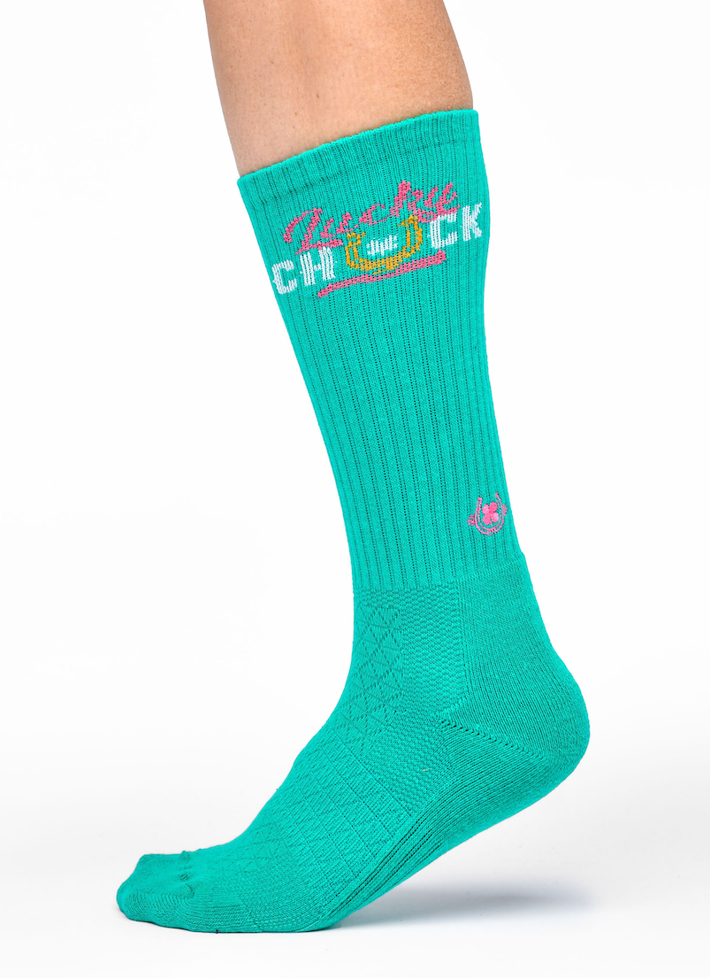 Lucky Chuck Logo Teal Performance Socks