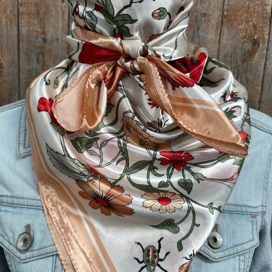 Peach and Cream Tulips and Lilies Wild Rag Scarf