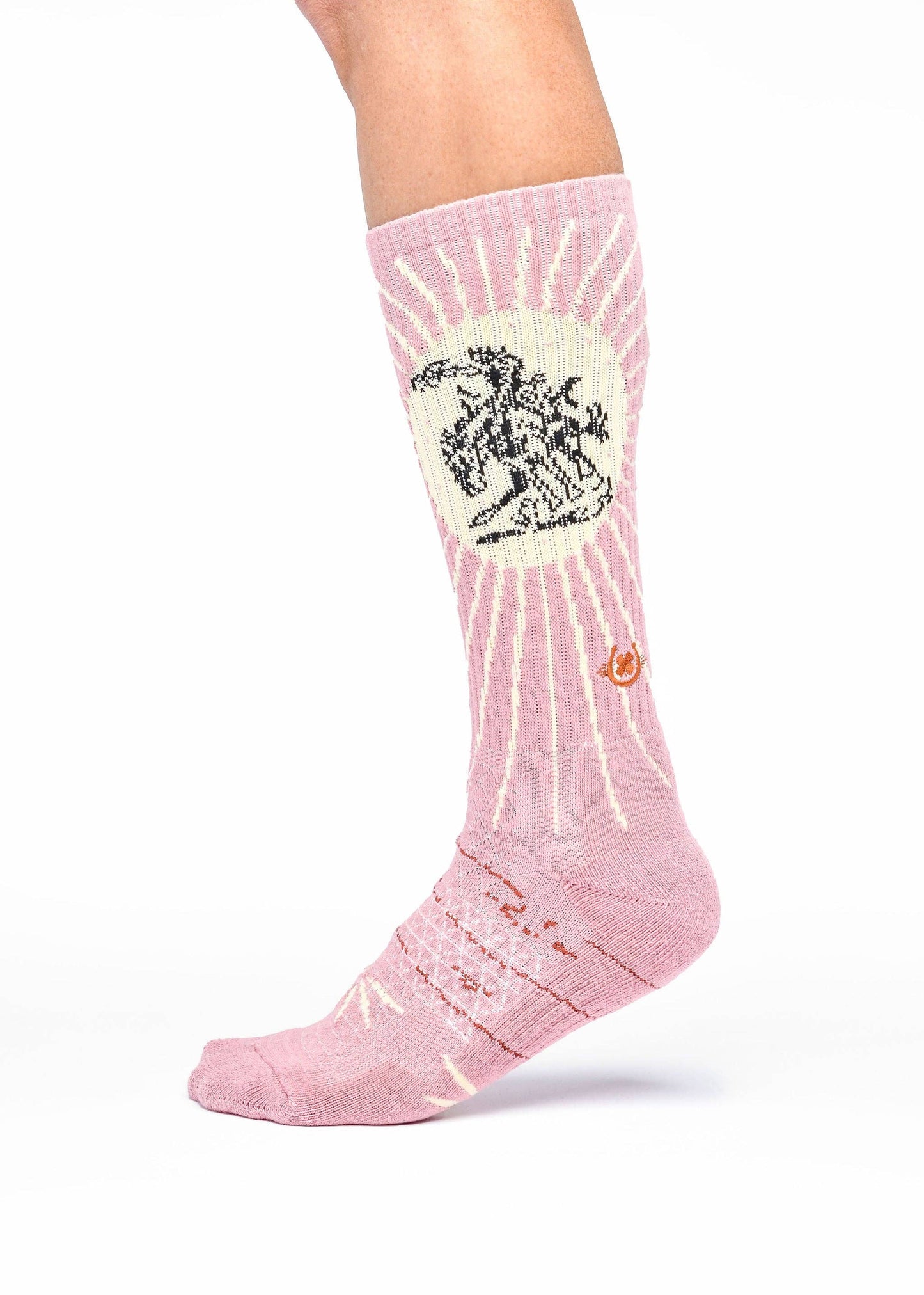 Lucky Chuck Fringe Bucking Dusty Pink Performance Socks