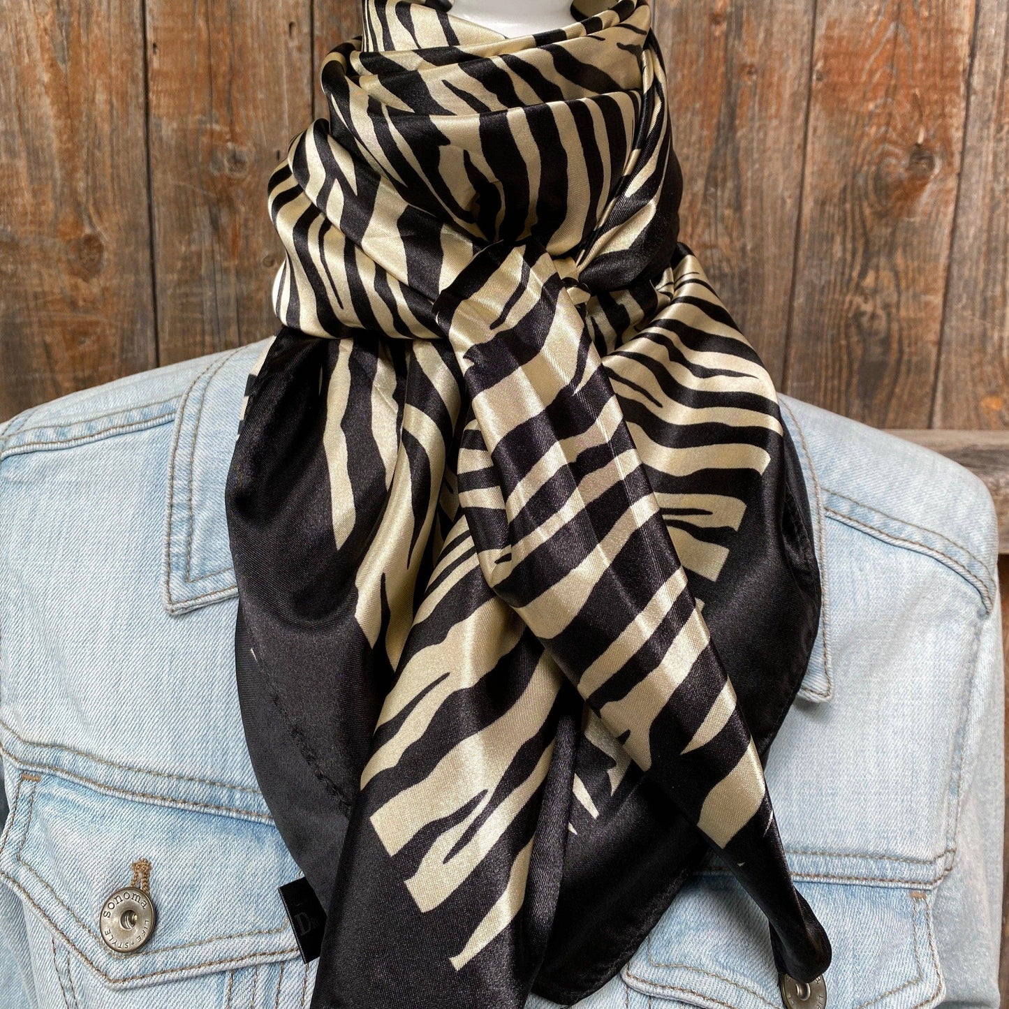 Tan Zebra Wild Rag Scarf