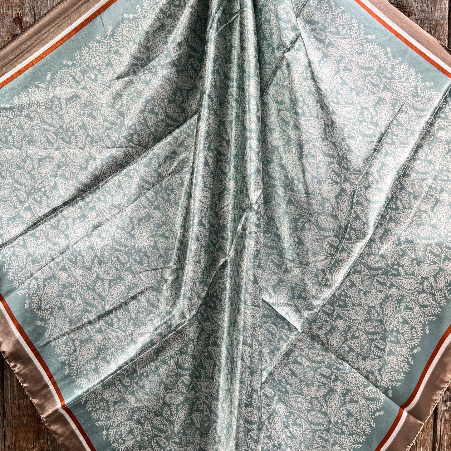 Seafoam & Cream Paisley Wild Rag Scarf